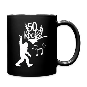 50th Birthday with '50 Rocks' Bigfoot Rock Music - Full Colour Mug - black - Right