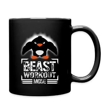 Pinguin Bizeps Beast Workout Mode Bodybuilder - Tasse einfarbig - Schwarz - Rechts