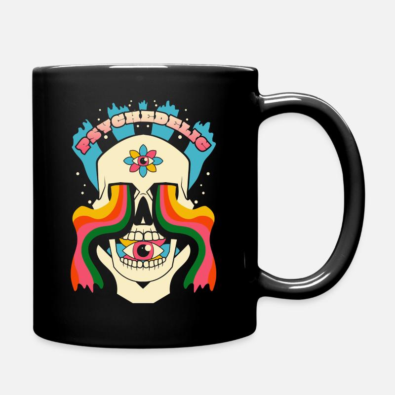 Psychedelic Skull Psychedelic Graphic - Full Colour Mug - black