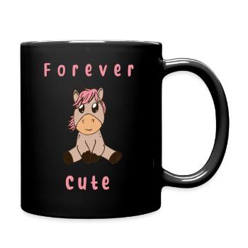 Cartoon Horse - Forever Cute - Tasse einfarbig - Schwarz - Rechts