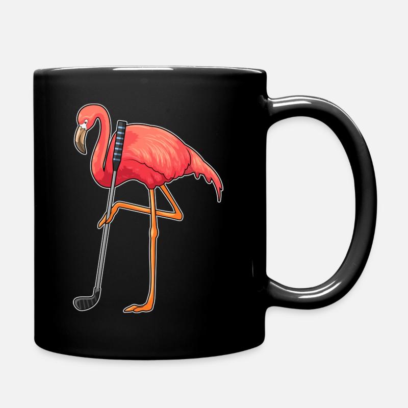 Flamant rose au golf avec le t-shirt du club de golf - Mug uni - noir
