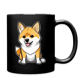 Süßer Shiba Inu Hund - Tasse einfarbig - Schwarz - Rechts