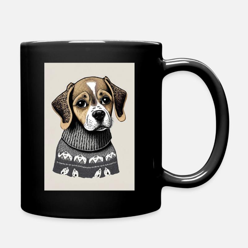 Hund im Pullover - Tasse einfarbig - Schwarz