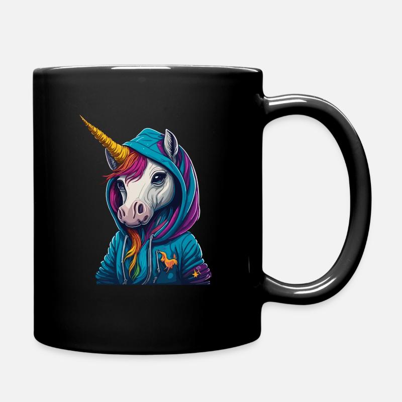 Einhorn Hoodie - Tasse einfarbig - Schwarz