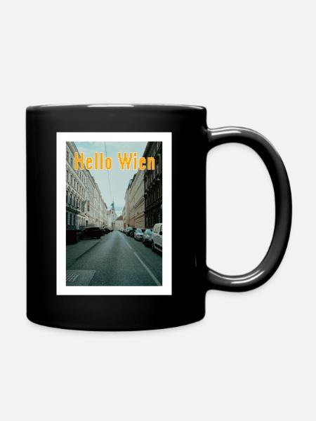 Hello Wien - Tasse einfarbig - Schwarz