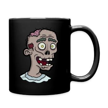 Zombie head with brain - Full Colour Mug - black - Right