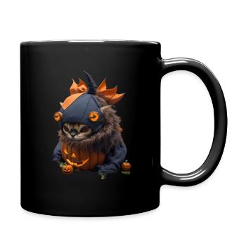 Halloween Pumpkin Cat - Full Colour Mug - black - Right