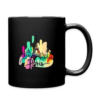 Ultra minimalist continuous line drawing of "Paris - Mug uni - noir - Droite