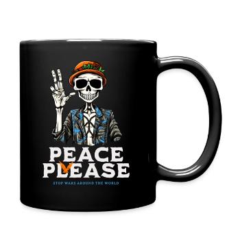 Peace Please - Funny Skeleton for World Peace - Full Colour Mug - black - Right