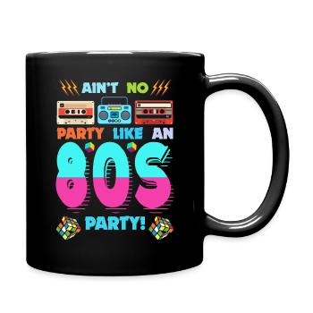 80s Party Vibes - Retro Design with Cassette Tapes - Full Colour Mug - black - Right