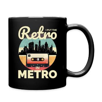 Retro Meets Metro: Iconic 80s Vibes Cityscape - Full Colour Mug - black - Right
