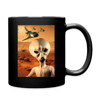 Mars Spaceshuttle UFO Alien Weirdcore Aesthetic - Tasse einfarbig - Schwarz - Rechts