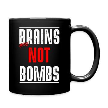 Brains not Bombs - Full Colour Mug - black - Right