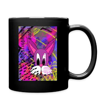 Rosa Kaninchen im Graffiti-Stil - Tasse einfarbig - Schwarz - Rechts