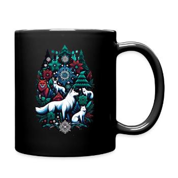 Winter Fuchs Wald - Tasse einfarbig - Schwarz - Rechts
