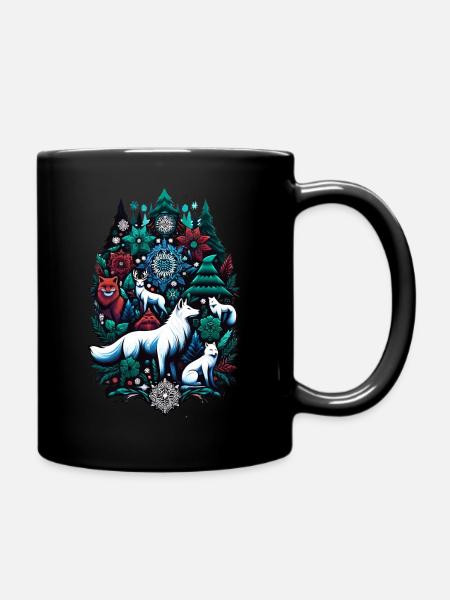 Winter Fuchs Wald - Tasse einfarbig - Schwarz