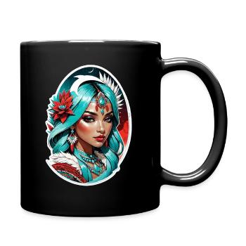 Indische Prinzessin - Aztek - Tasse einfarbig - Schwarz - Rechts