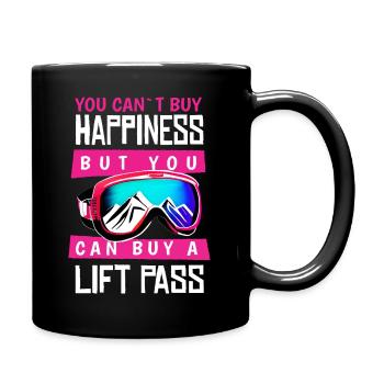 Happiness Happy Lift Pass Ski Skiing Snowboard - Full Colour Mug - black - Right
