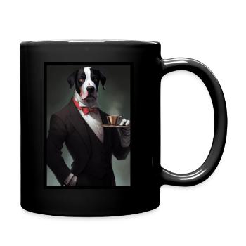 Hund im Anzug - Tasse einfarbig - Schwarz - Rechts