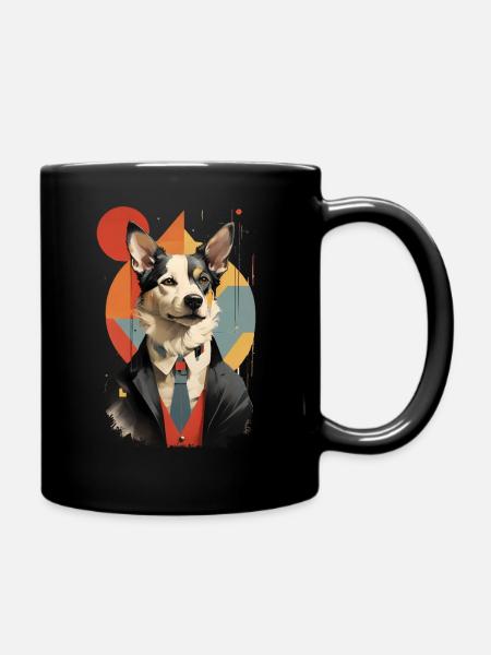 Modern Dog Bauhaus - Full Colour Mug - black