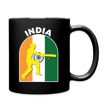 India Cricket Batsman India Flag - Full Colour Mug - black - Right
