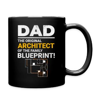 Architekt Papas Blaupause Lachen Vatertag - Tasse einfarbig - Schwarz - Rechts