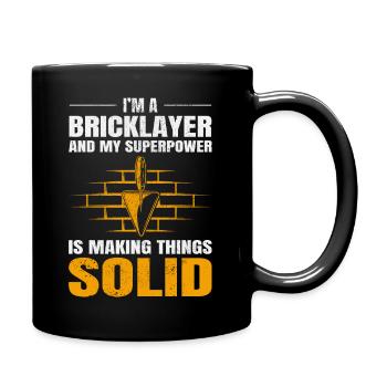 Bricklayer Bricklaying Brick Mason Wall Builder - Full Colour Mug - black - Right
