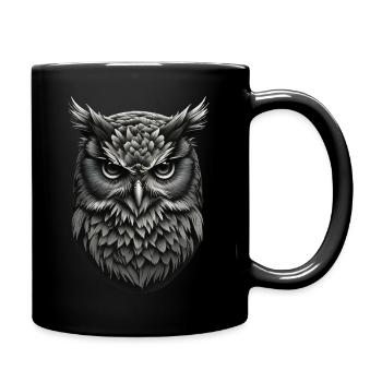 Majestätische Eulenpracht - Tasse einfarbig - Schwarz - Rechts