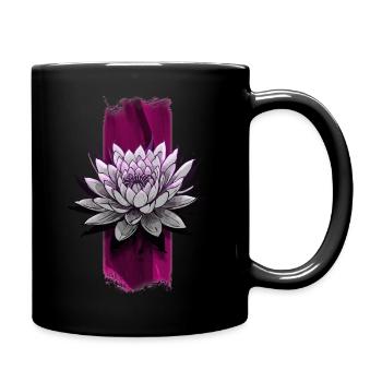 Blushing Bloom: Pink Lotus Flower - Full Colour Mug - black - Right