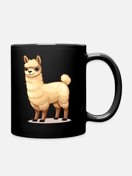 Alpaka und Lama Motiv - Tasse einfarbig - Schwarz