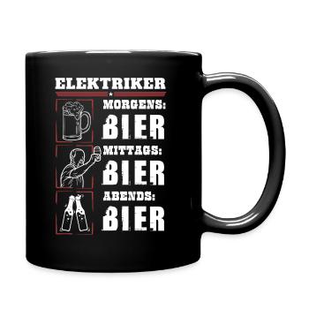 Mein Tagesablauf als Elektriker - Tasse einfarbig - Schwarz - Rechts