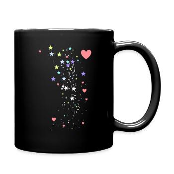 Stars, hearts, pastel colors, illustration - Full Colour Mug - black - Right