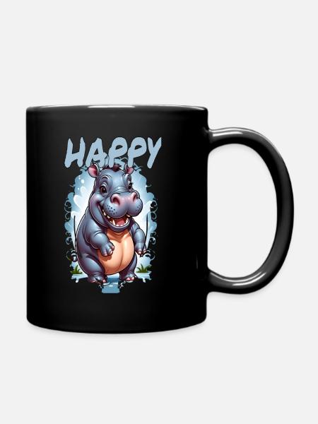 happy 2 - Full Colour Mug - black