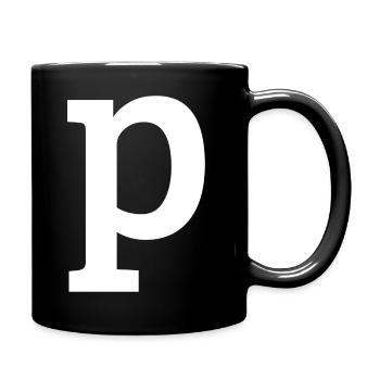 Letter p "p" white - Full Colour Mug - black - Right