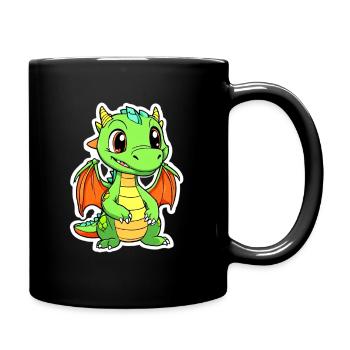 Niedlicher Drache - Tasse einfarbig - Schwarz - Rechts
