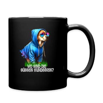 Où sont les chiens mignons et cool qui disent - Mug uni - noir - Droite