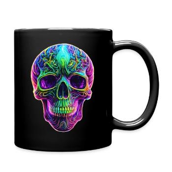 Crâne coloré de couleur néon - Mug uni - noir - Droite