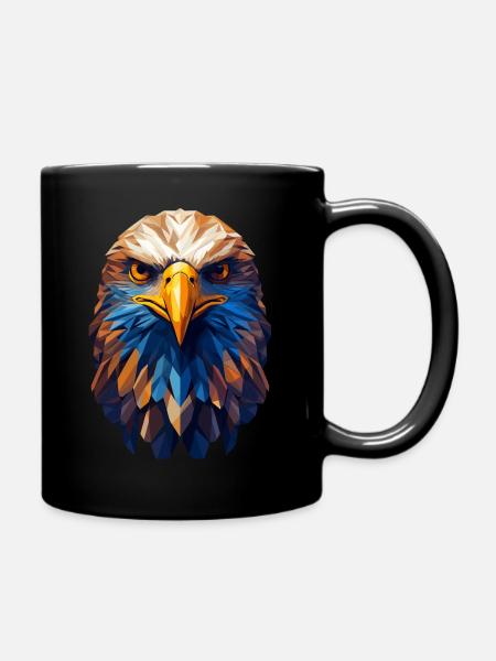 Tête d’aigle aigle pygargue à tête blanche polygone - Mug uni - noir