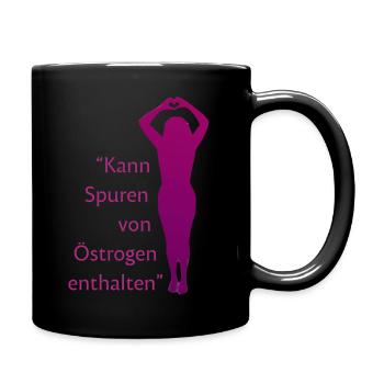 Kann Spuren von Östrogen enthalten - Tasse einfarbig - Schwarz - Rechts