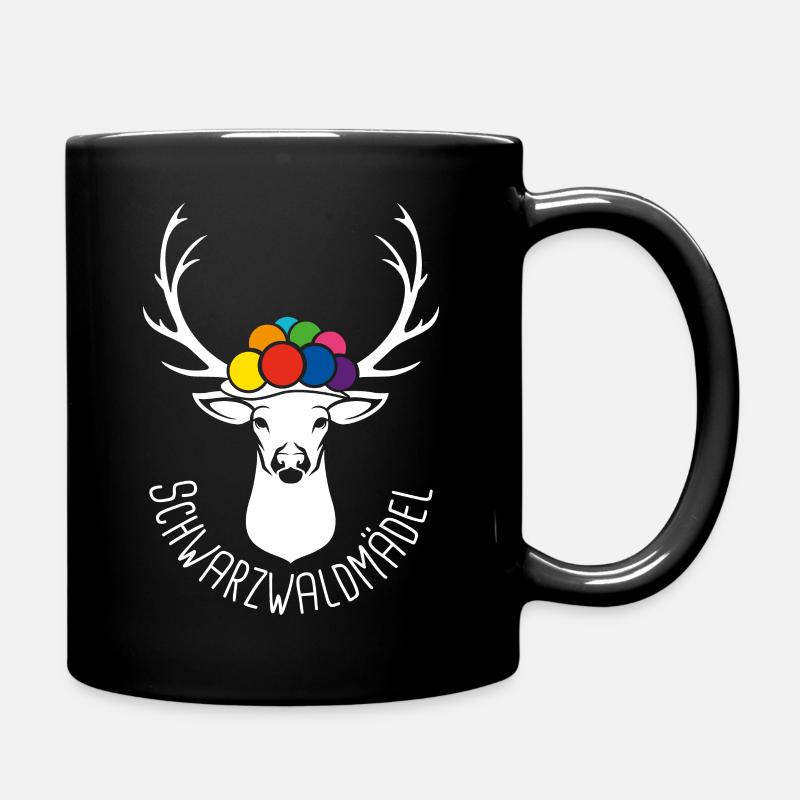 Hirsch Schwarzwaldmädel weiß - Tasse einfarbig - Schwarz