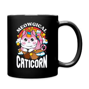 Caticorn - Meowgical Rainbow Unicorn - Full Colour Mug - black - Right
