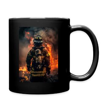 Feuerwehrmann - Tasse einfarbig - Schwarz - Rechts