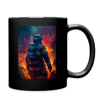 Feuerwehrmann - Tasse einfarbig - Schwarz - Rechts
