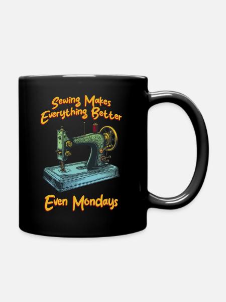 Quilter Sewing Machine Seamstress Women Girl Funny - Full Colour Mug - black