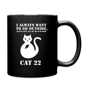 Cat 22 (white cat for dark backgrounds) - Full Colour Mug - black - Right