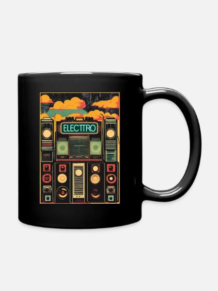 Retro Electro - Full Colour Mug - black