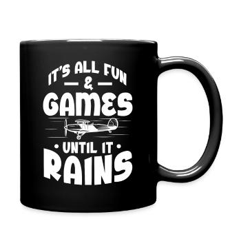 It's all fun and games until it rains RC plane - Full Colour Mug - black - Right