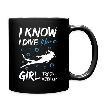 A girl who loves diving - Tasse einfarbig - Schwarz - Rechts