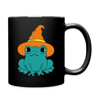 Green Frog with Witch Hat – Halloween Design - Full Colour Mug - black - Right