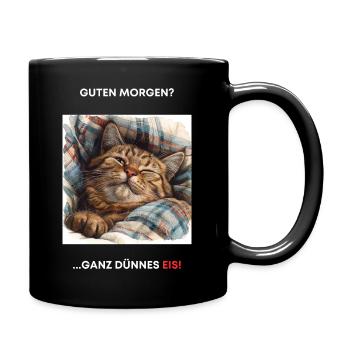 Cat Morning Grouch Sleepy Shirt Sleepy Head - Full Colour Mug - black - Right
